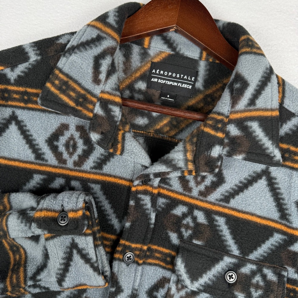 Aeropostale Mens S Air Softspun Fleece Southwestern Geometric Shacket Shirt